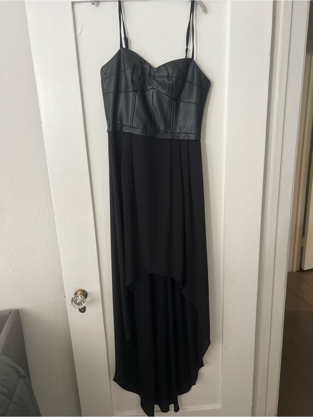 BCBGMaxAzria Black High-Low Faux Leather Bust Dress - NEW!!